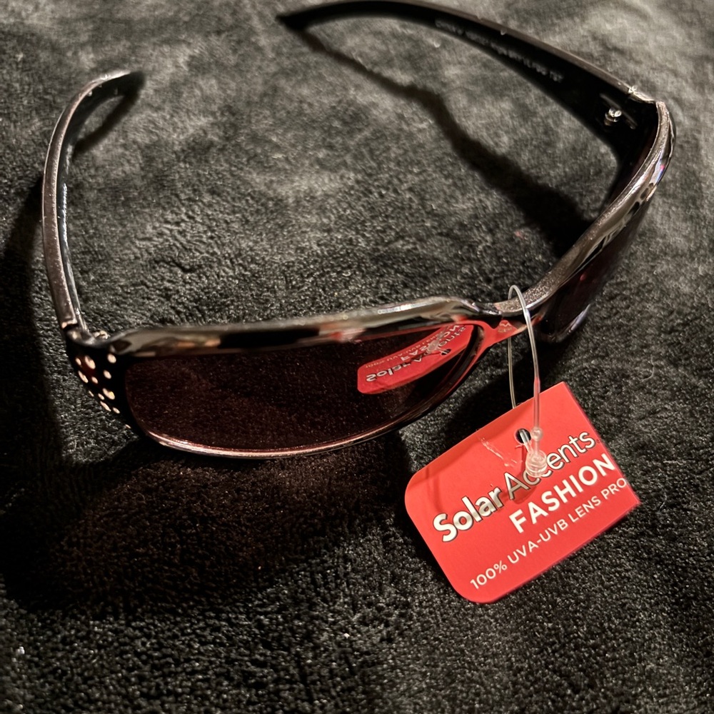 Sunglasses Women’s Black Fashion  with Rhinestones Rectangular Shades. New
